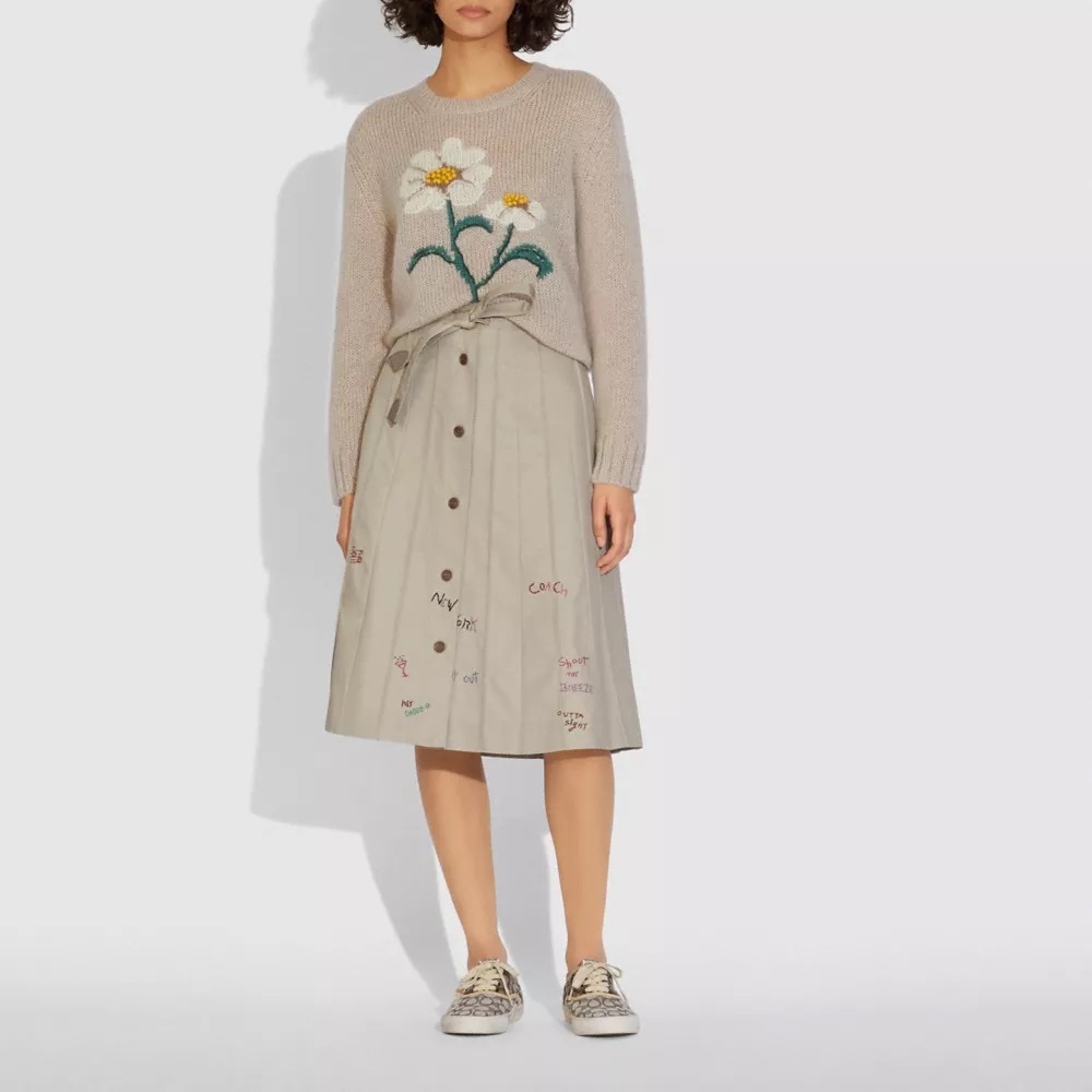 COACH embroidered trench panel pleated skirt 00 - Picture 2 of 8